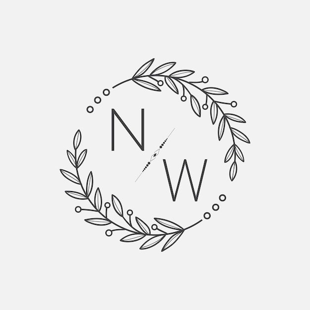 Vector nw initial monogram wedding with creative circle line