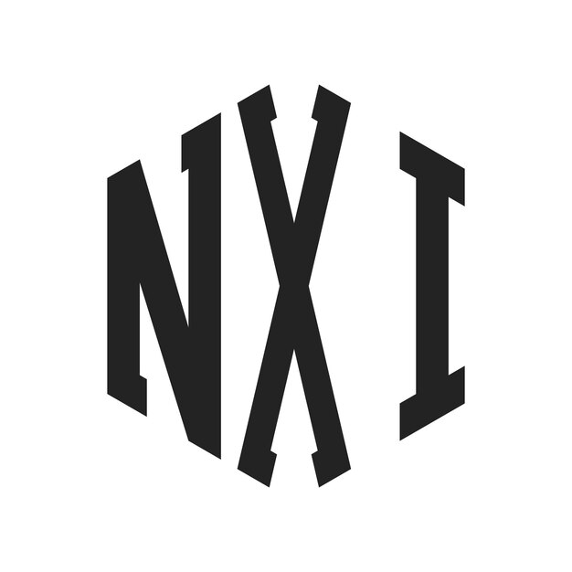 Vector nxi logo design initial letter nxi monogram logo using hexagon shape