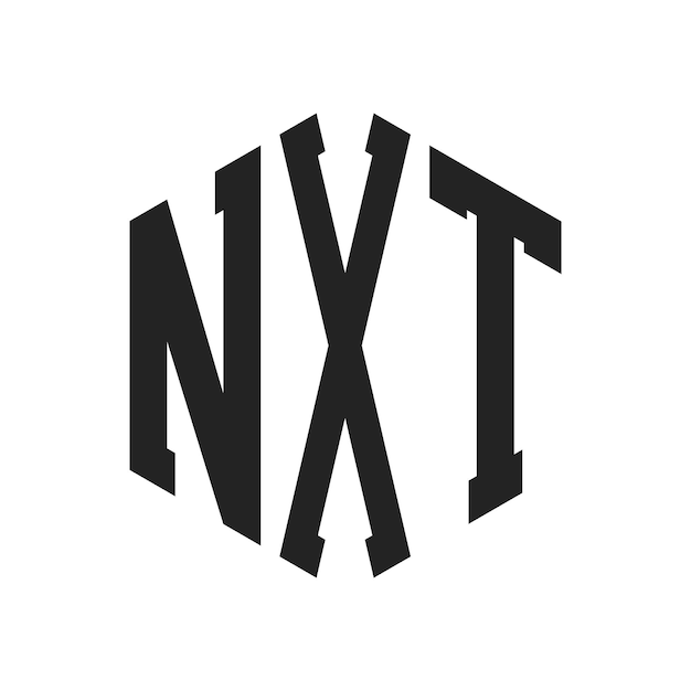 Vector nxt logo design initial letter nxt monogram logo using hexagon shape