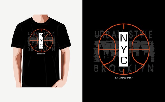 nyc basketball typography t shirt design