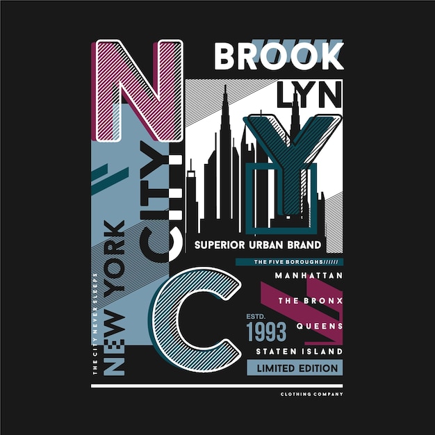 nyc, brooklyn, new york city  typography   for t shirt print