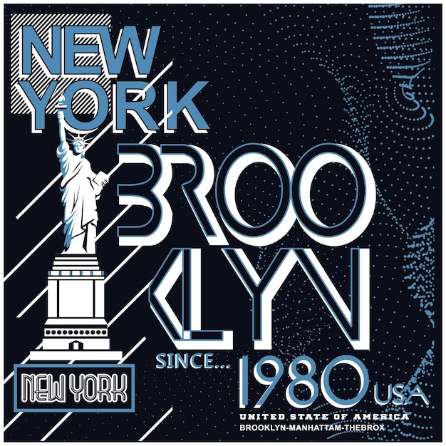 Nyc brooklyn typography for print illustration t shirt vector art vintage