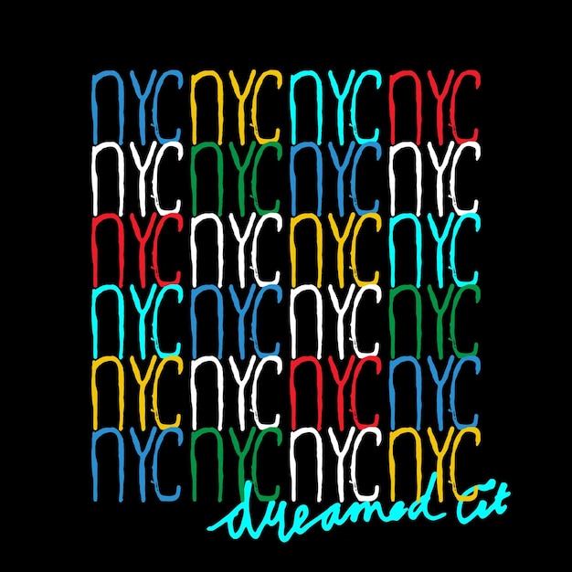 NYC repeat design typography  vector design text illustration t shirt Print