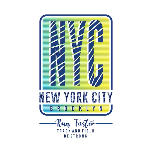 NYC run faster typography for print t shirt premium vector