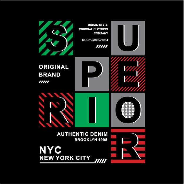 Nyc superior graphics for typography premium vector