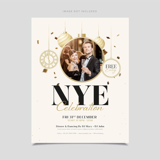 NYE Flyer Template New Year Party Celebration Simple Modern Theme V2 in Vector EPS