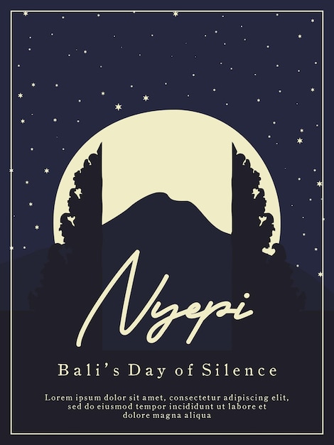 Nyepi day beautiful full moon night poster design template