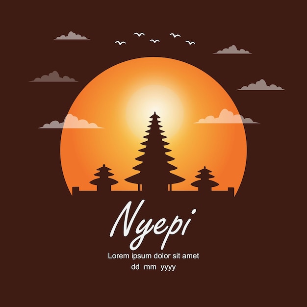 Nyepi Day Design in Orange Circle