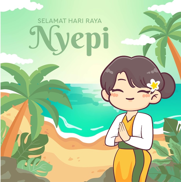 Nyepi greeting Balis day of silence poster banner