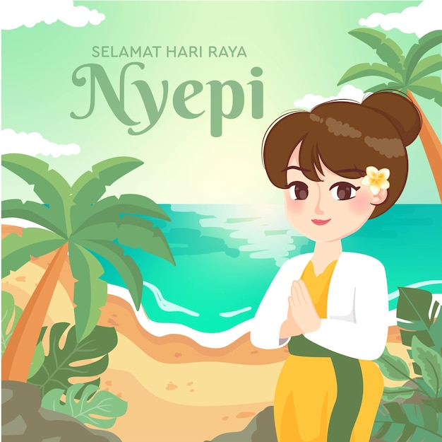 Nyepi greeting Balis day of silence poster banner