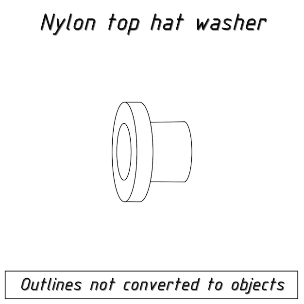 Nylon top han washer fastener outline blueprint