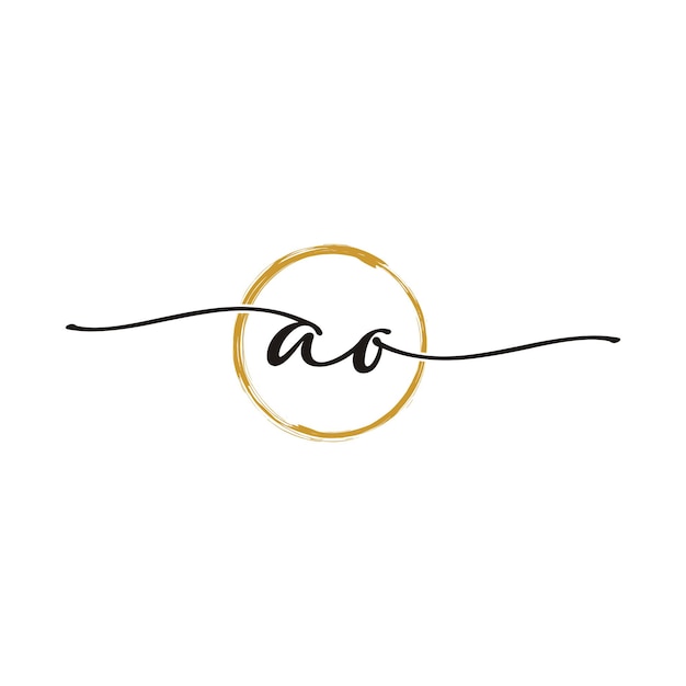 A O Initial Script Letter Beauty Logo Template