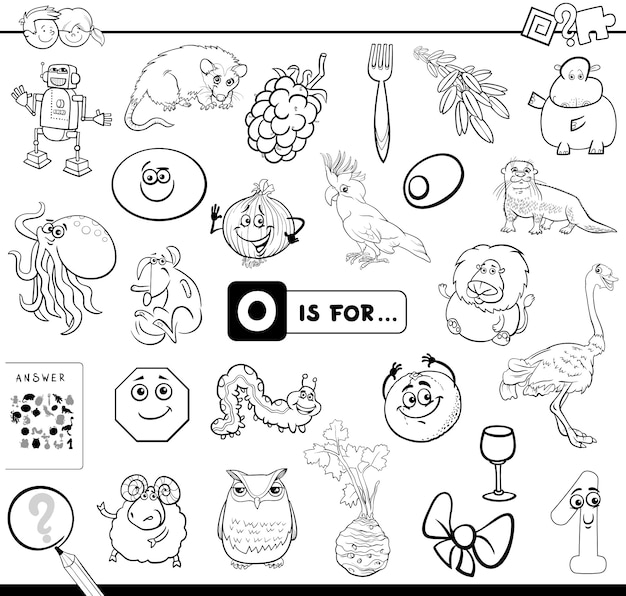 O is for educational game coloring book