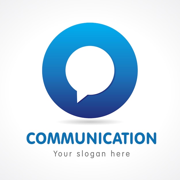 O letter communication logo. Business or educational consult, blue colored 3D sign.