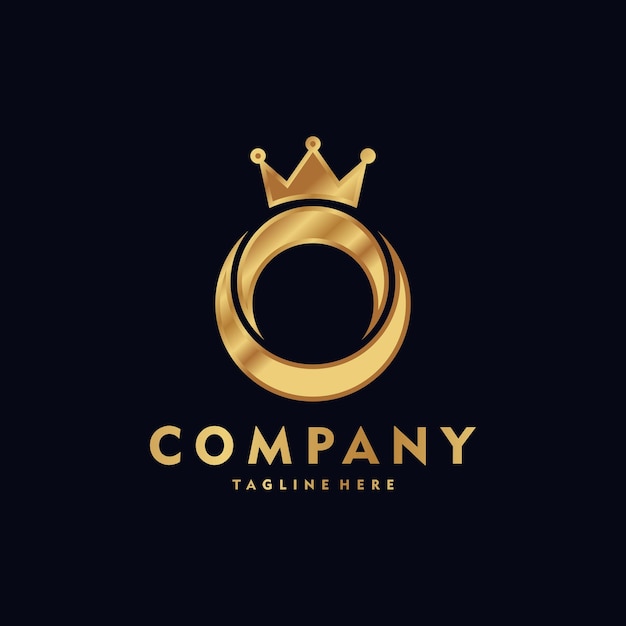 O letter logo with golden crown concept