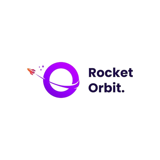 O letter with orbit rocket gradient logo design