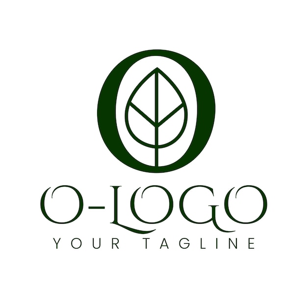 Vector o shaped logo with leaf for natural companies and brands