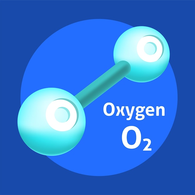 O2 oxygen molecule green tree and oxygen symbol