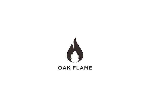 oak flame logo design vector illustration