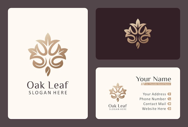 Oak leaf logo design for cosmetics and natural product.