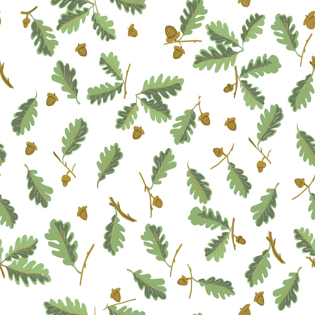 oak leaves botanical seamless pattern