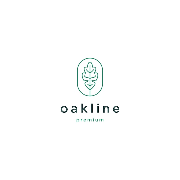 Oak line art logo design template