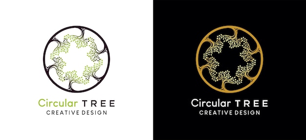 Vector oak tree logo design with creative art concept in circle