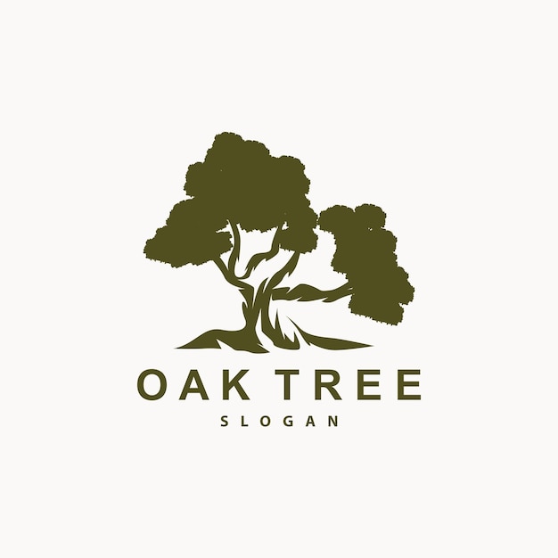 Oak Tree Logo Nature Tree Plant Vector Minimalist Simple Design Illustration Silhouette Template