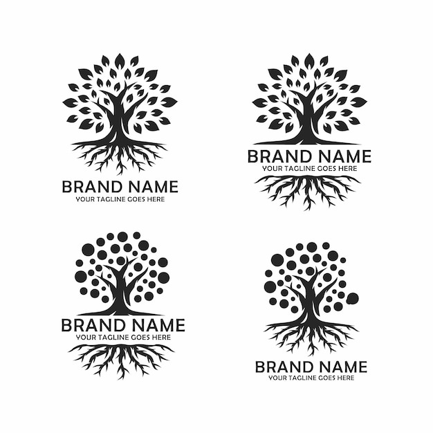 Oak tree logo set