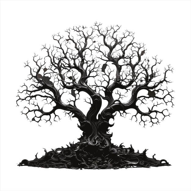 An oak tree silhouette tattoo vector simplistic