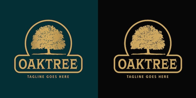 Oak tree vintage logo vector