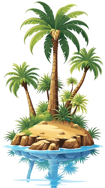 Oasis landscape drawing cartoon artwork vector