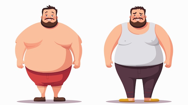 Vector obese and unhealthy male character vector illustration