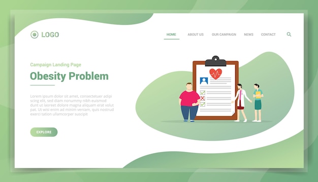 Obesity problem concept for website template landing homepage