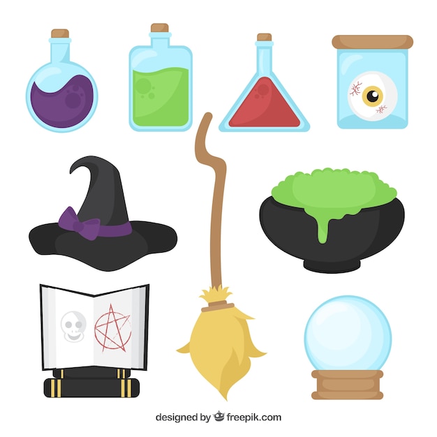 Objects in a witch's lab