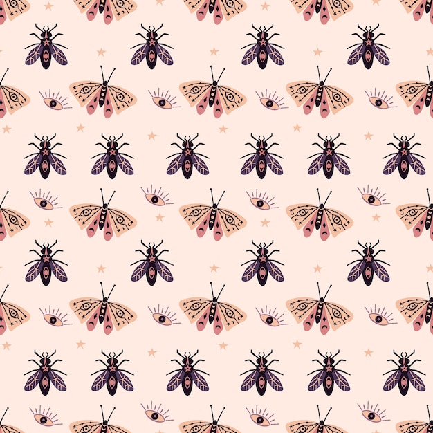 Occult Butterfly insect seamless pattern