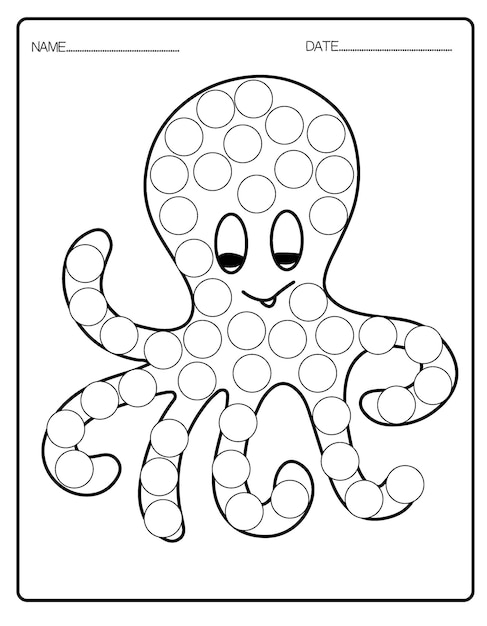 Ocean animals coloring book,Dot Markers Activity for kids.