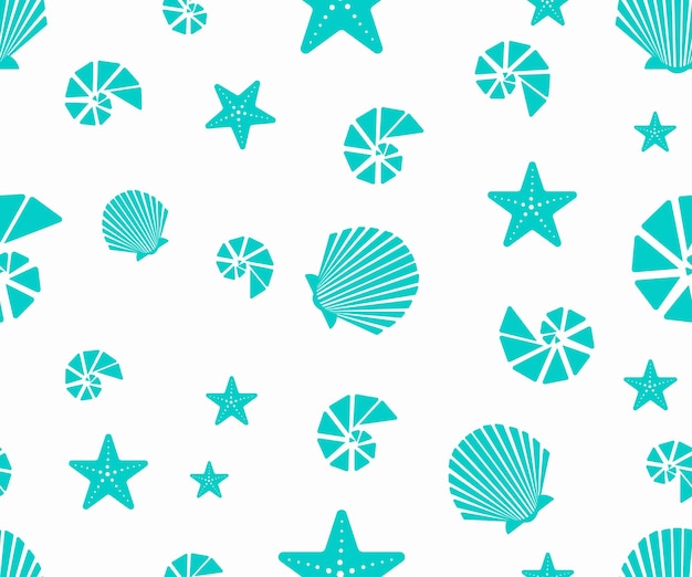 Ocean animals vector seamless pattern