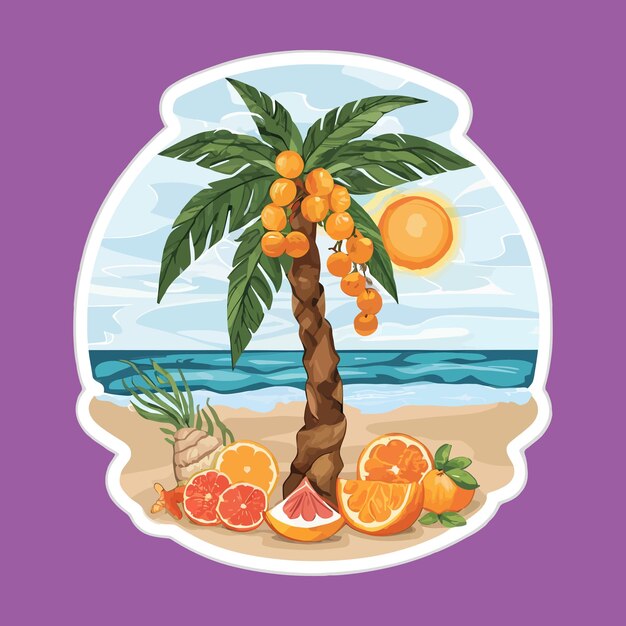 ocean beach graphic sticker design