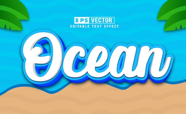 Ocean Editable Text Effect Vector With Cute Background