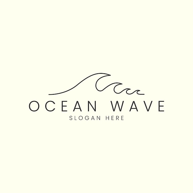 Ocean linear minimalist style logo vector icon template illustration design wave water sun sea logo design