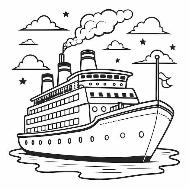 Ocean Liner Coloring Page for Kids Vehicles