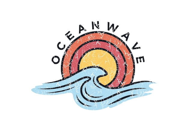 Ocean logo design creative concept with summer Premium Vector