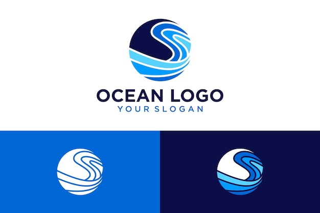 ocean logo design with waves and circles