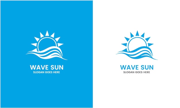 Ocean Sun Wave Logo Design Template