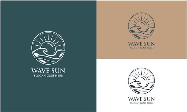 Ocean Sun Wave Logo Design Template