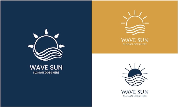 Ocean Sun Wave Logo Design Template