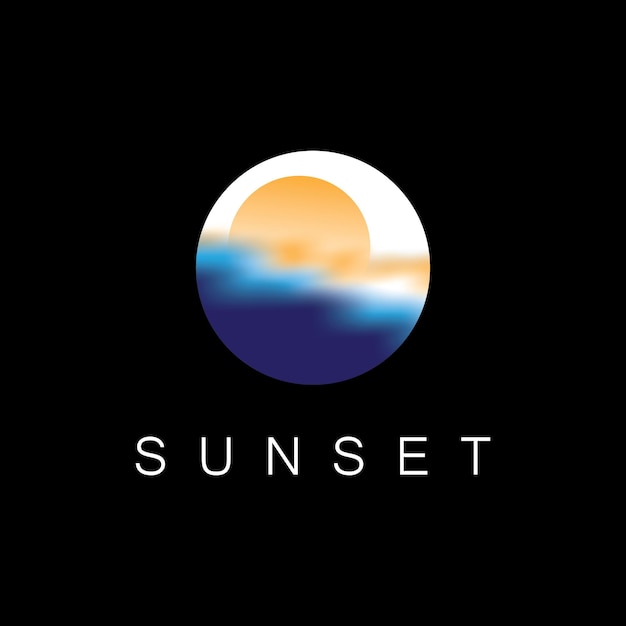 Ocean Sunset Logo Design Inspiration isolated on white background