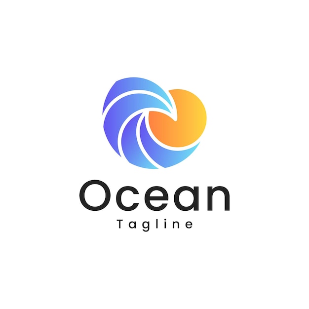 Ocean Wave 3d gradient Logo Design Template