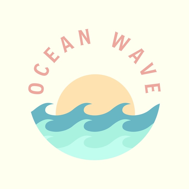 Ocean wave cartoon color style logo vector icon template illustration design sun sea logo design